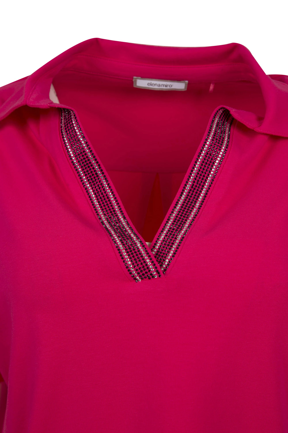Polo V Blouse with Shiny Neck Detail