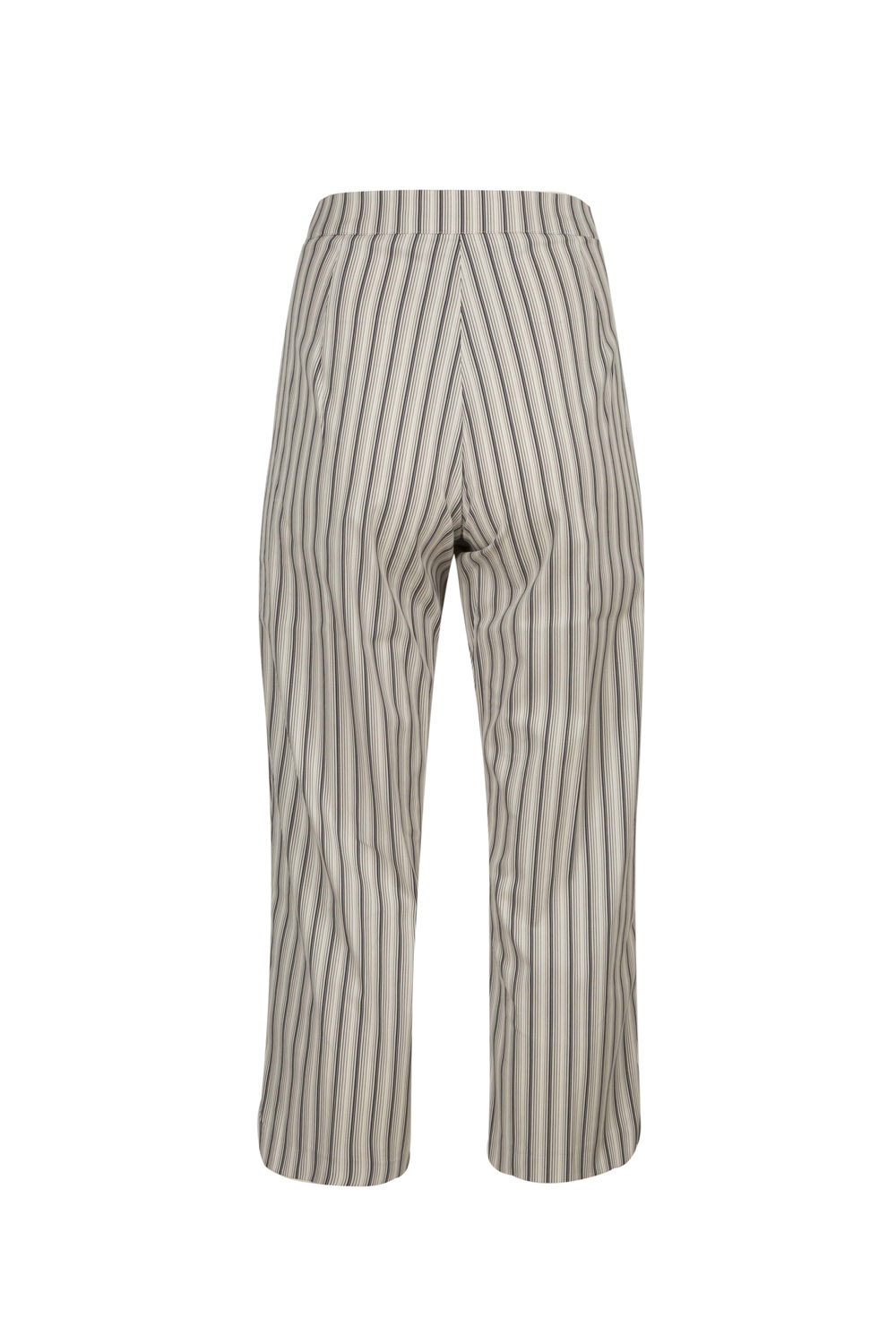 Striped Cropped Trousers with Button Detail