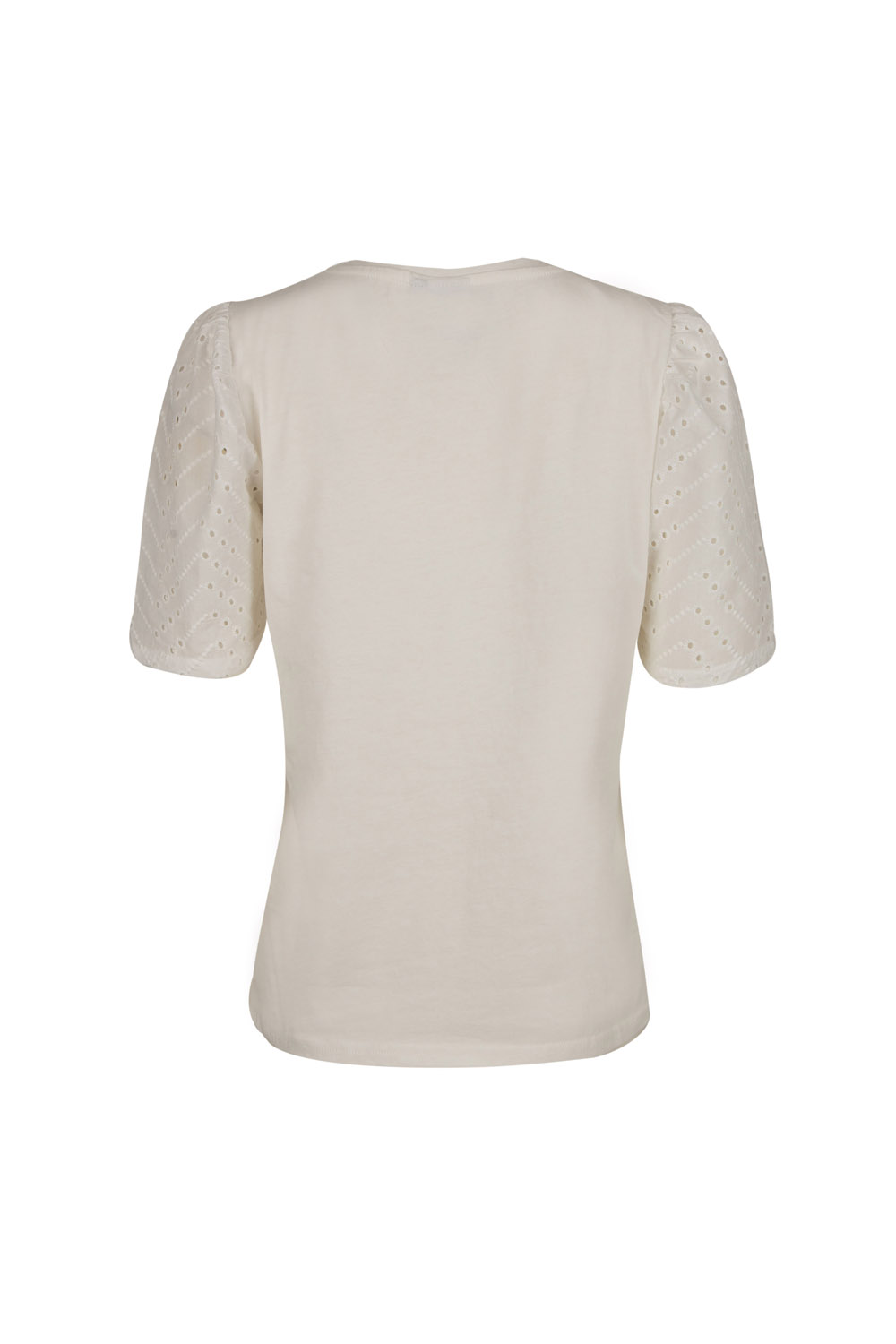 Cotton T-Shirt with Broderie Anglaise Sleeves