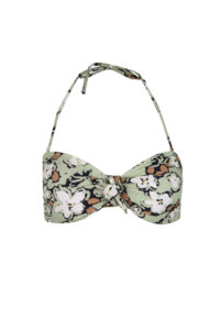 Image of Floral Bikini Top with Front Ruched Tying ( 50`s Style )