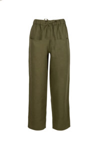 Image of Wide Legged Linen Utility Trousers with Elasticated Tying Waist