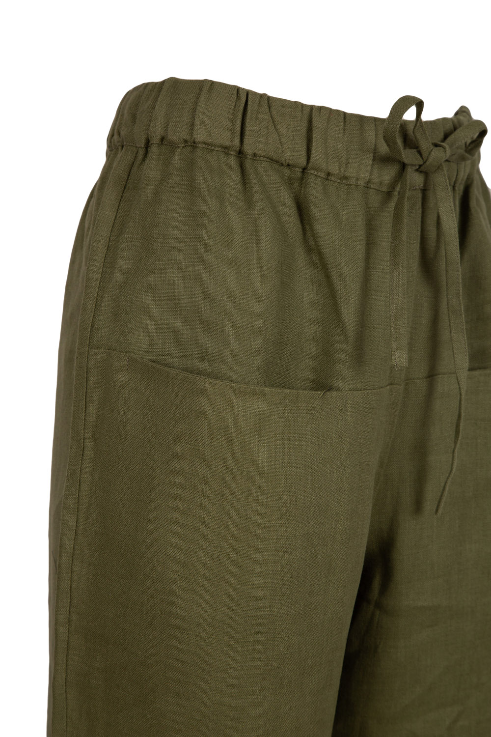 Wide Legged Linen Utility Trousers with Elasticated Tying Waist