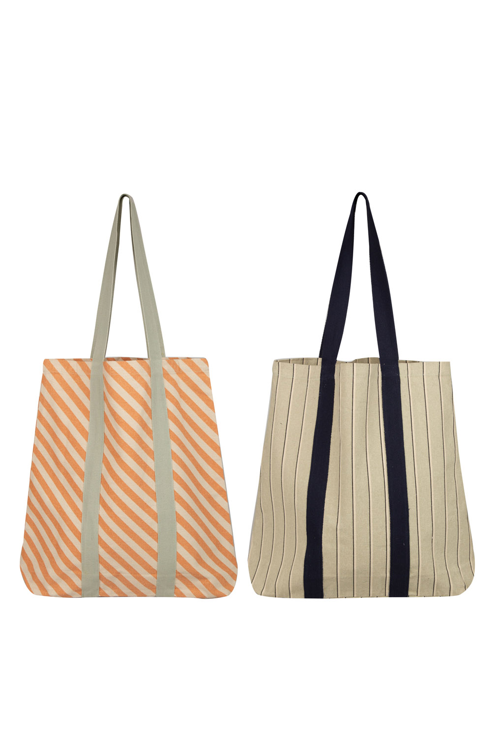 Large Striped Cotton Tote Bag