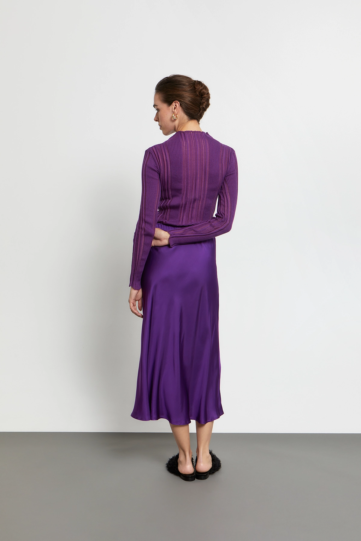 High Neck Ribbed Knit Blouse – Kourbela