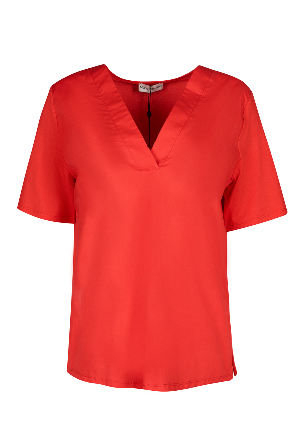 Double Textured V Neck Boxy Blouse with Side Slits