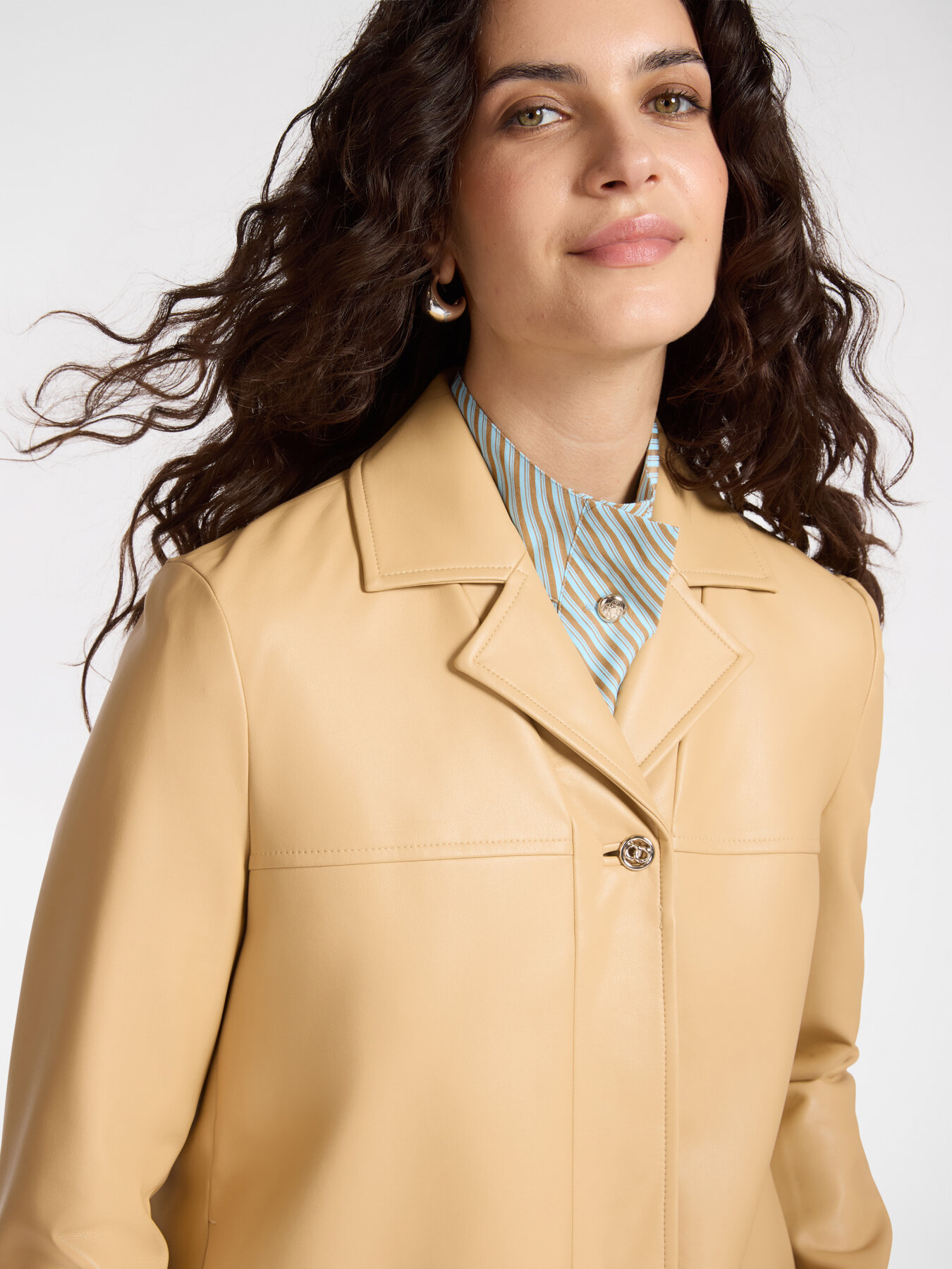 Faux Leather Short Jacket with Side Pockets – Elena Miro
