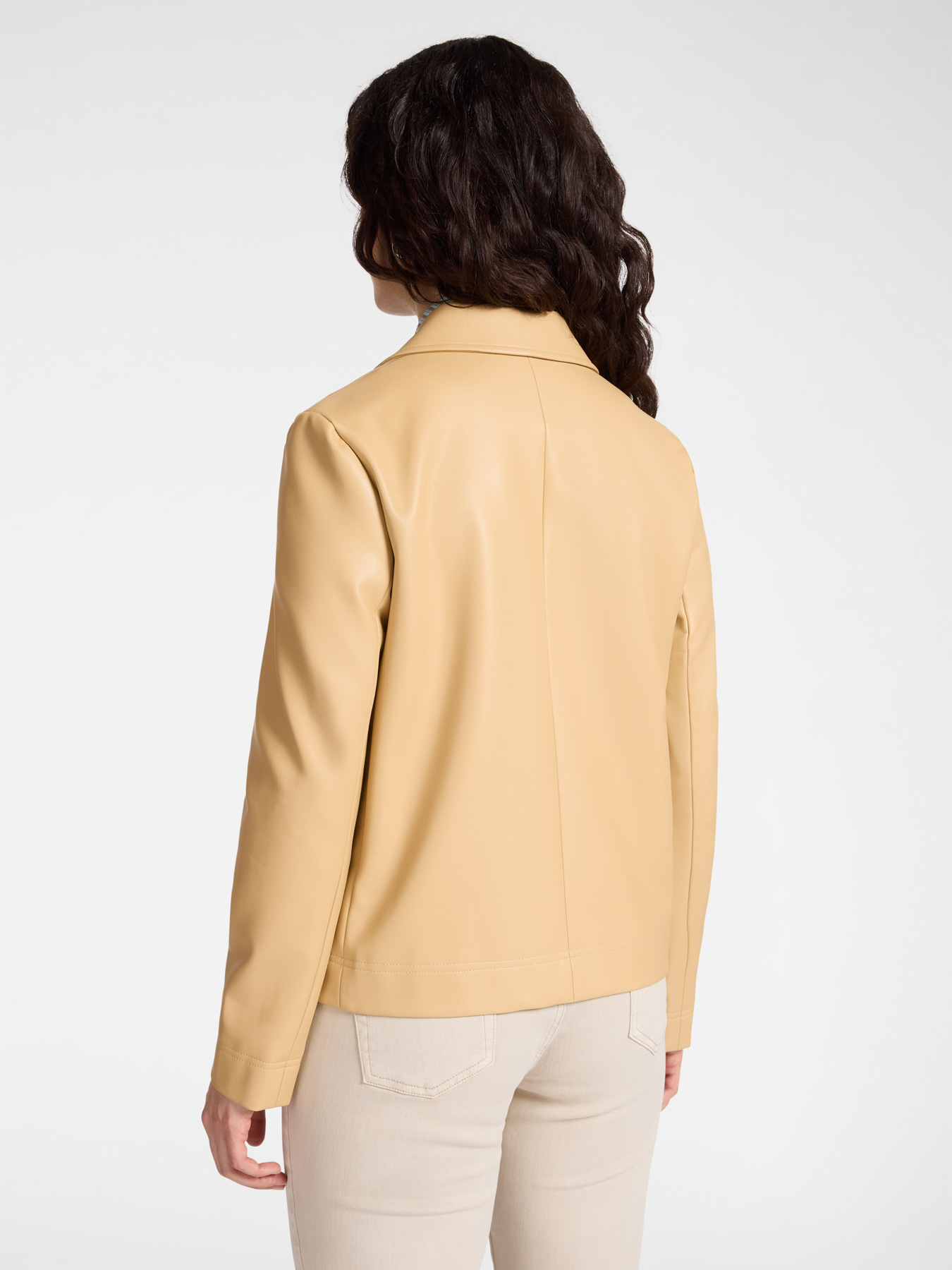 Faux Leather Short Jacket with Side Pockets – Elena Miro