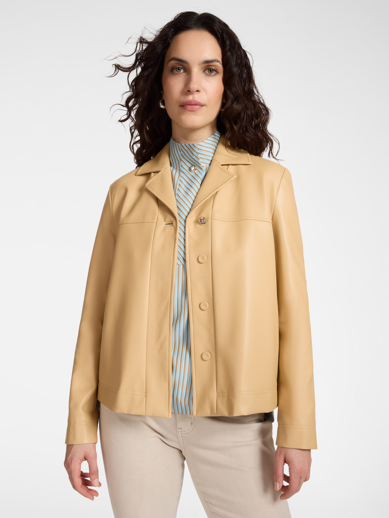 Faux Leather Short Jacket with Side Pockets – Elena Miro