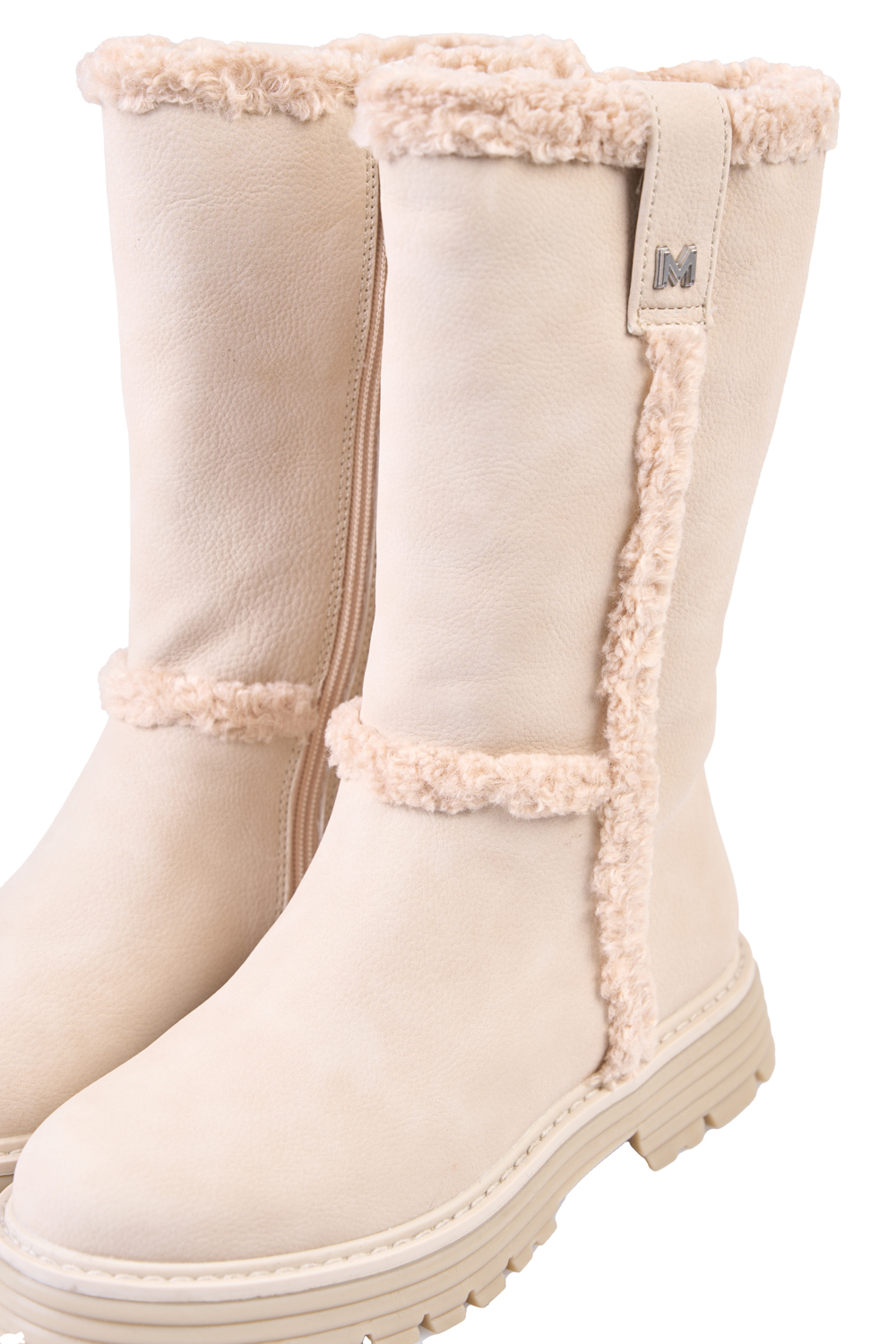 Nubuck Booty with Chunky Sole and Furry Detail – Mexx