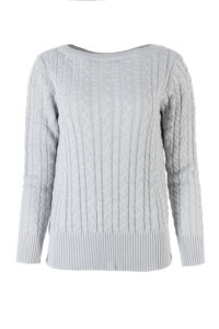 Image of Cable Knit Boatneck Cotton Sweater (Guess)