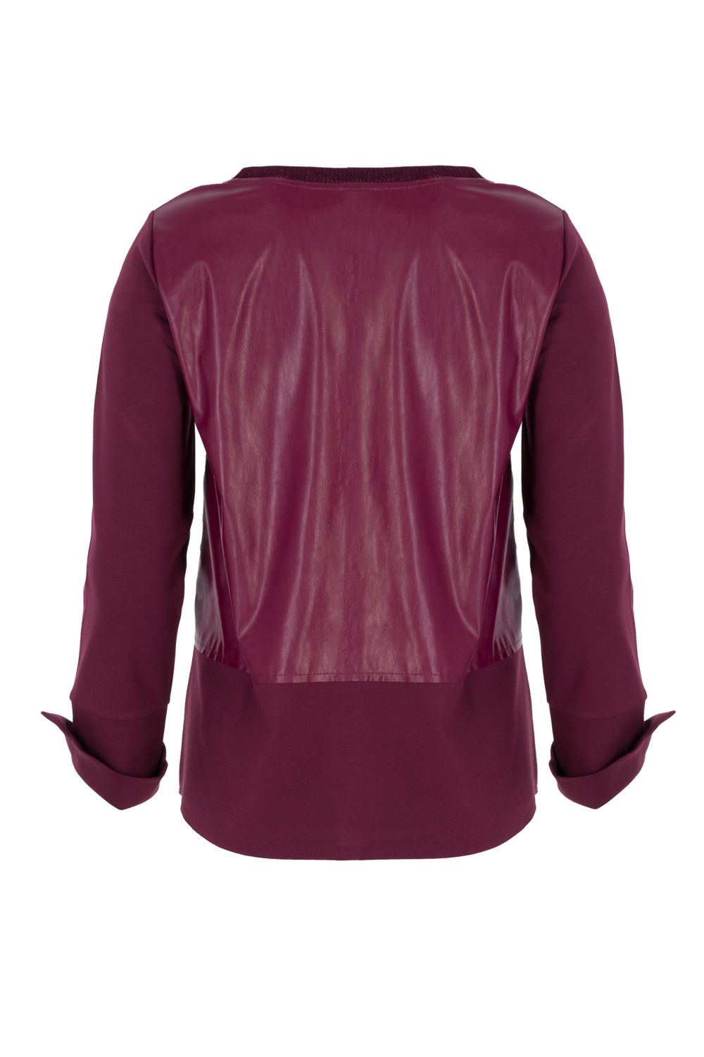 Eco Leather and Jersey Boxy Blouse with Cuff Detail (Maria Bellentani)