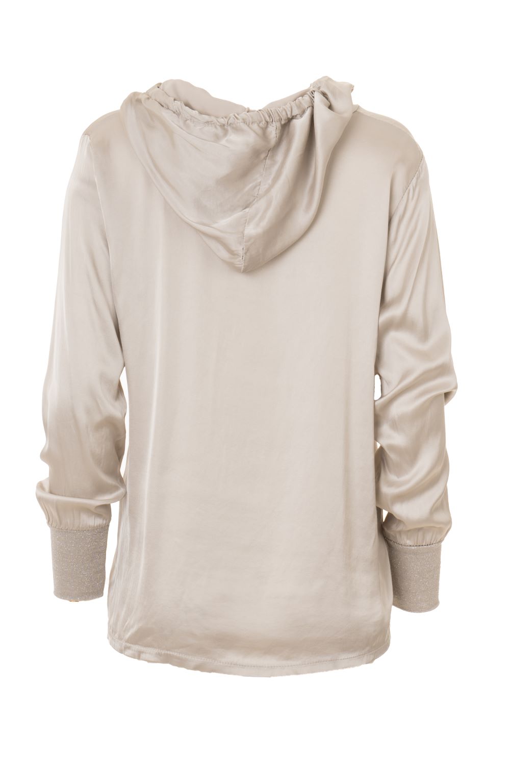 Hoodie Silky Blouse with Lurex Details