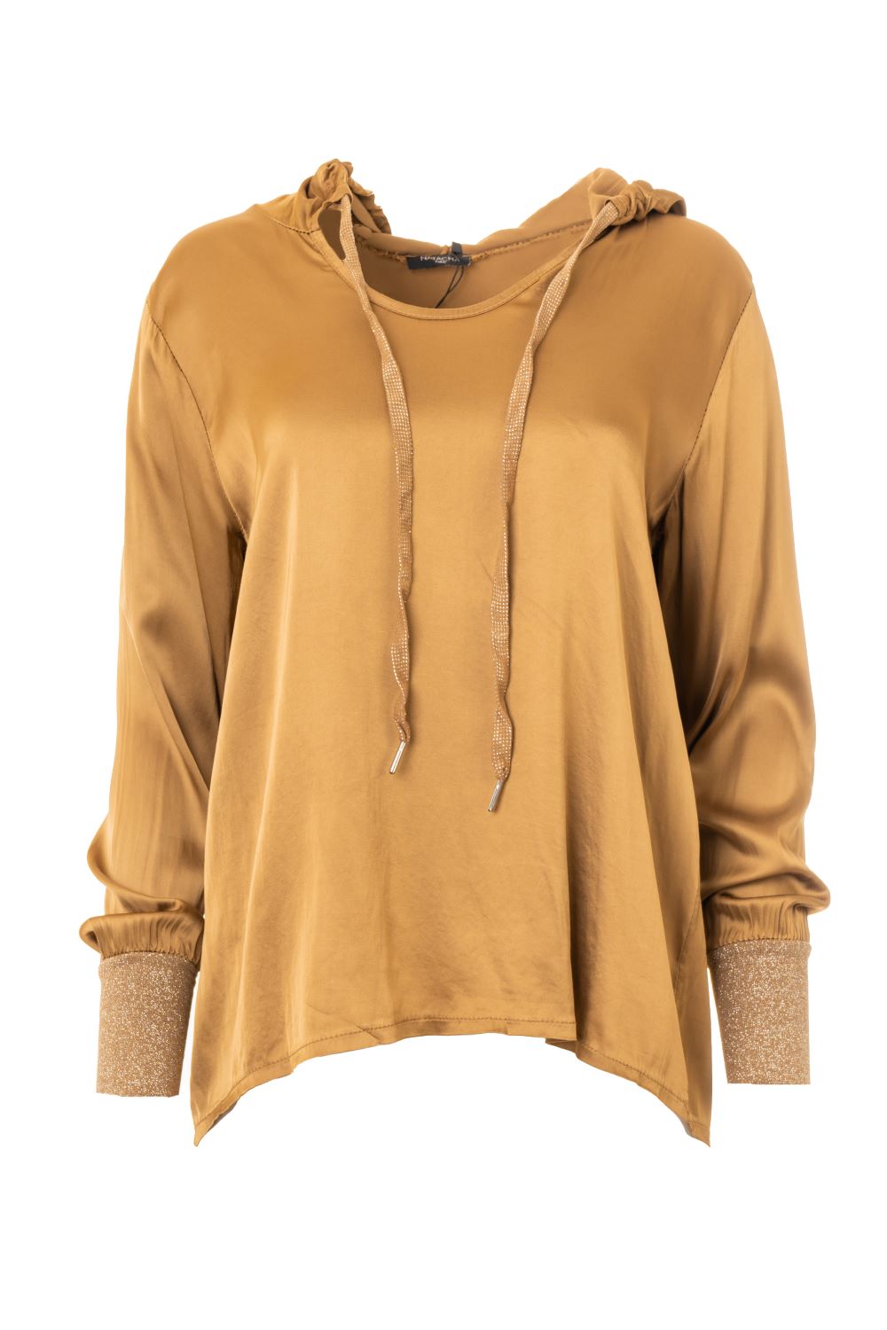 Hoodie Silky Blouse with Lurex Details
