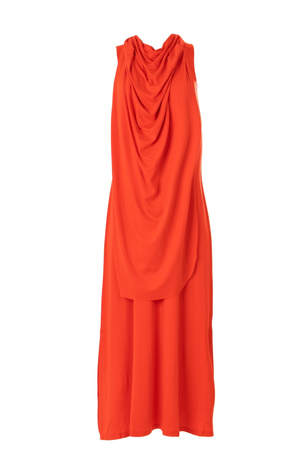 Maxi Laser Cut Dress with Front Draped Panel