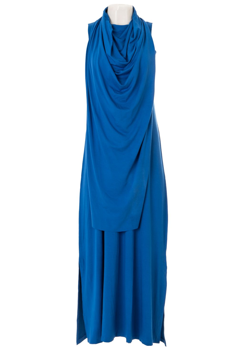 Maxi Laser Cut Dress with Front Draped Panel