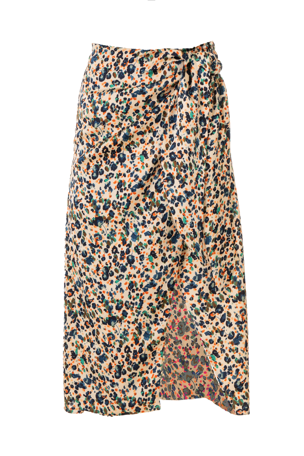 Faux -Wrap Spot Floral Sarong Skirt