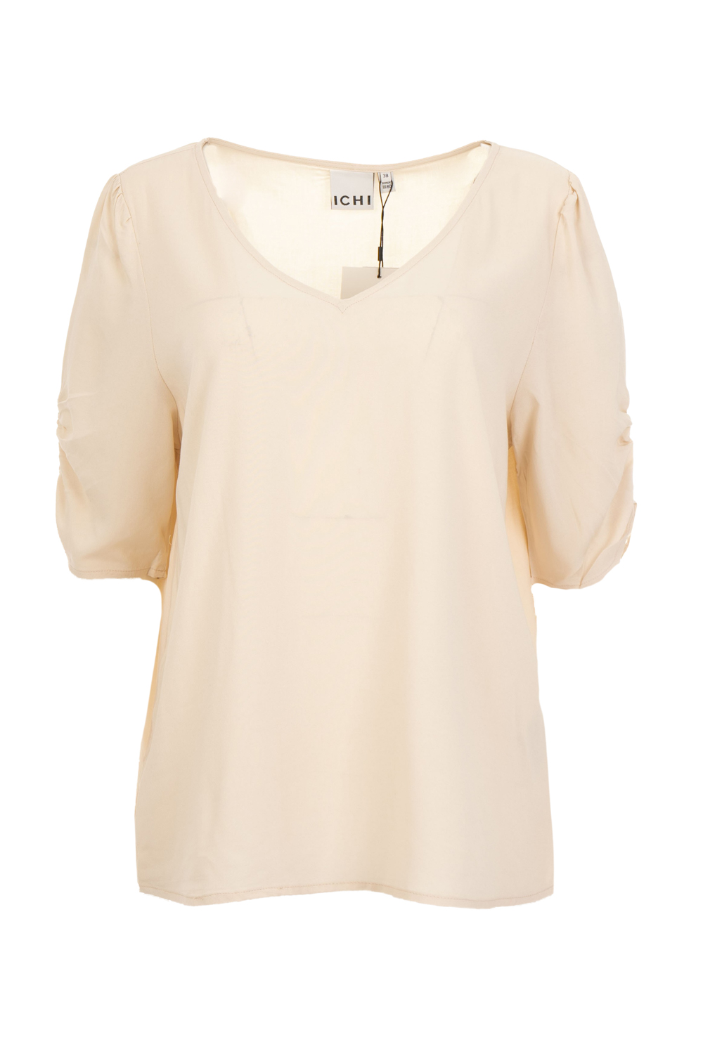 V Neck T-Shirt with Ruched Sleeves