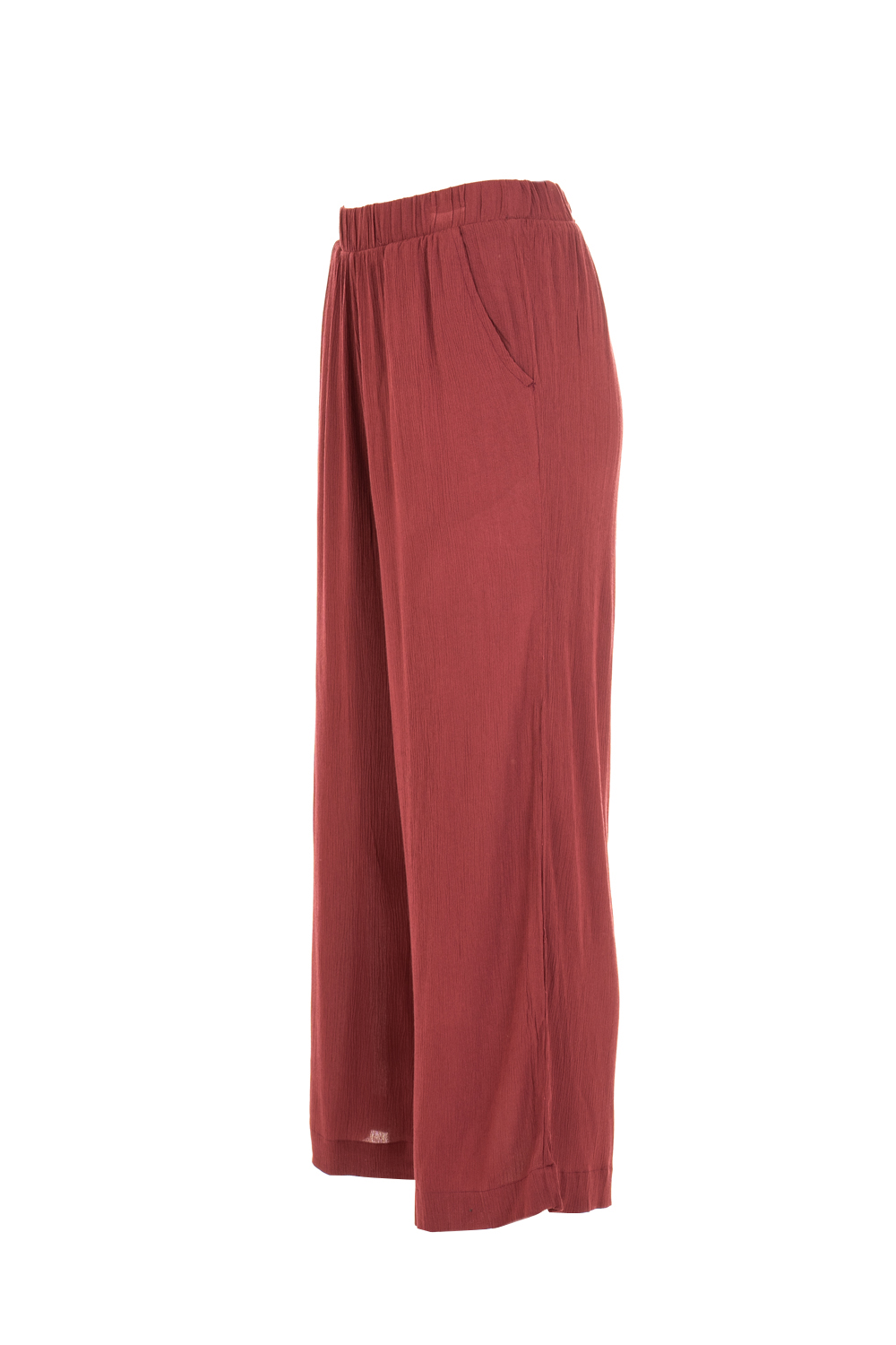 Wide-Legged Soft Trousers with Ruched Elasticated Waistband