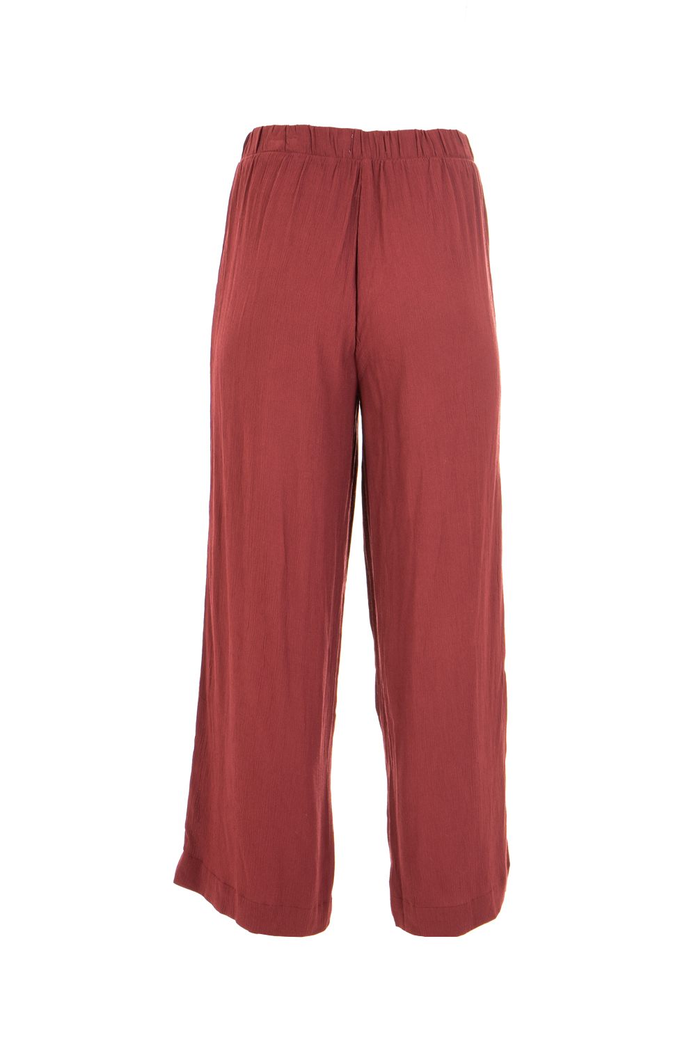 Wide-Legged Soft Trousers with Ruched Elasticated Waistband
