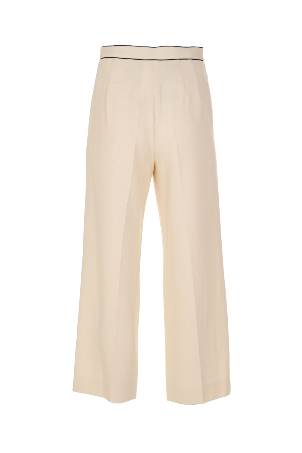 Cropped Nautical Style Soft Trousers with Piped Waist