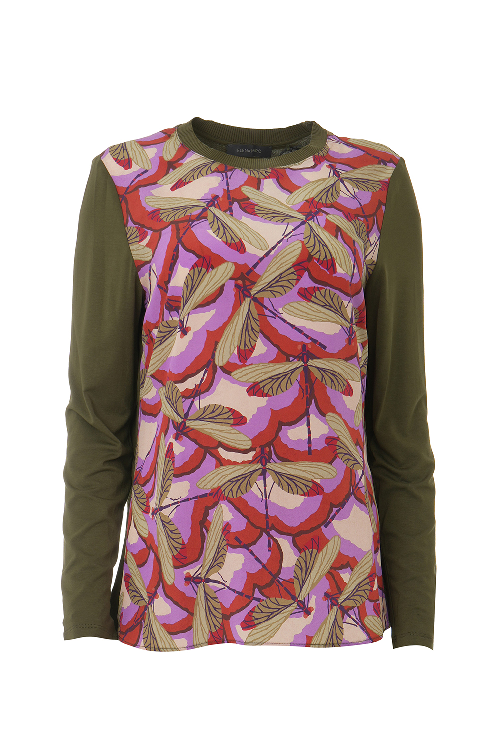 Long Sleeved T-Shirt with Silky Printed Front – Elena Miro