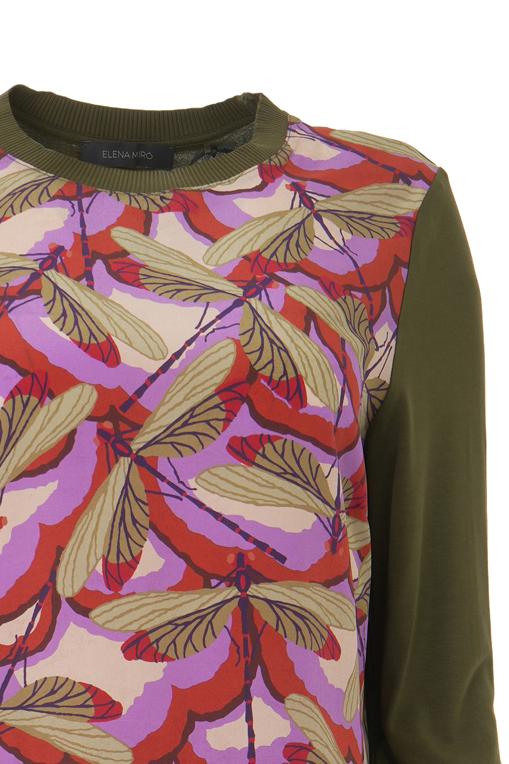 Long Sleeved T-Shirt with Silky Printed Front – Elena Miro