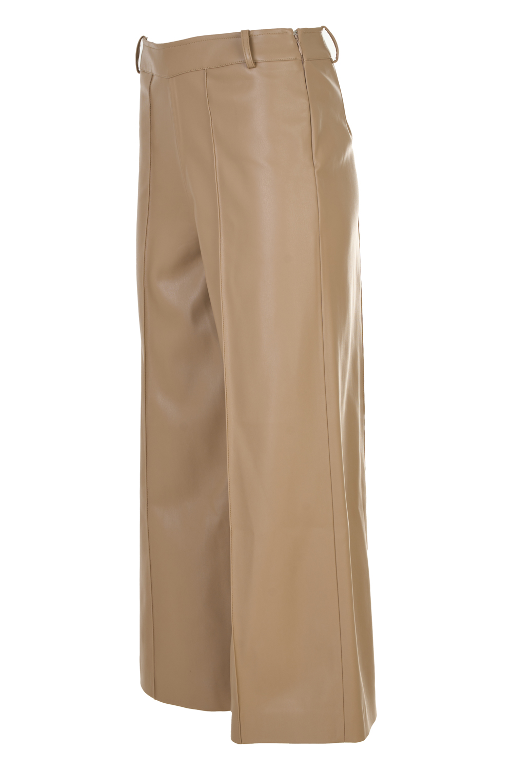 7/8 Eco-Leather Wide Legged Trousers with Front Seam Detail – Jijil