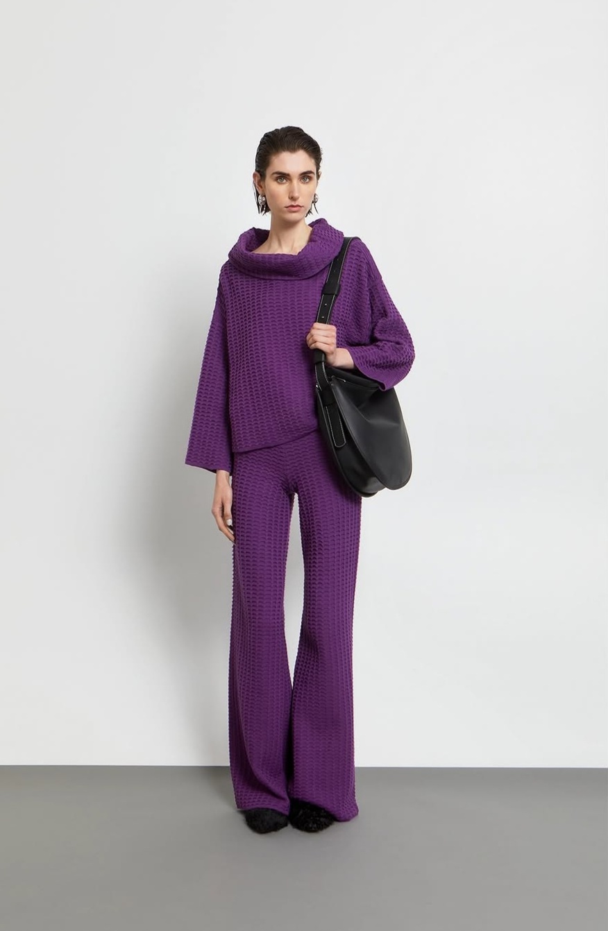 Slouchy Boxy Chevron Knit Sweater with Stand Away Turtle Neck – Kourbela