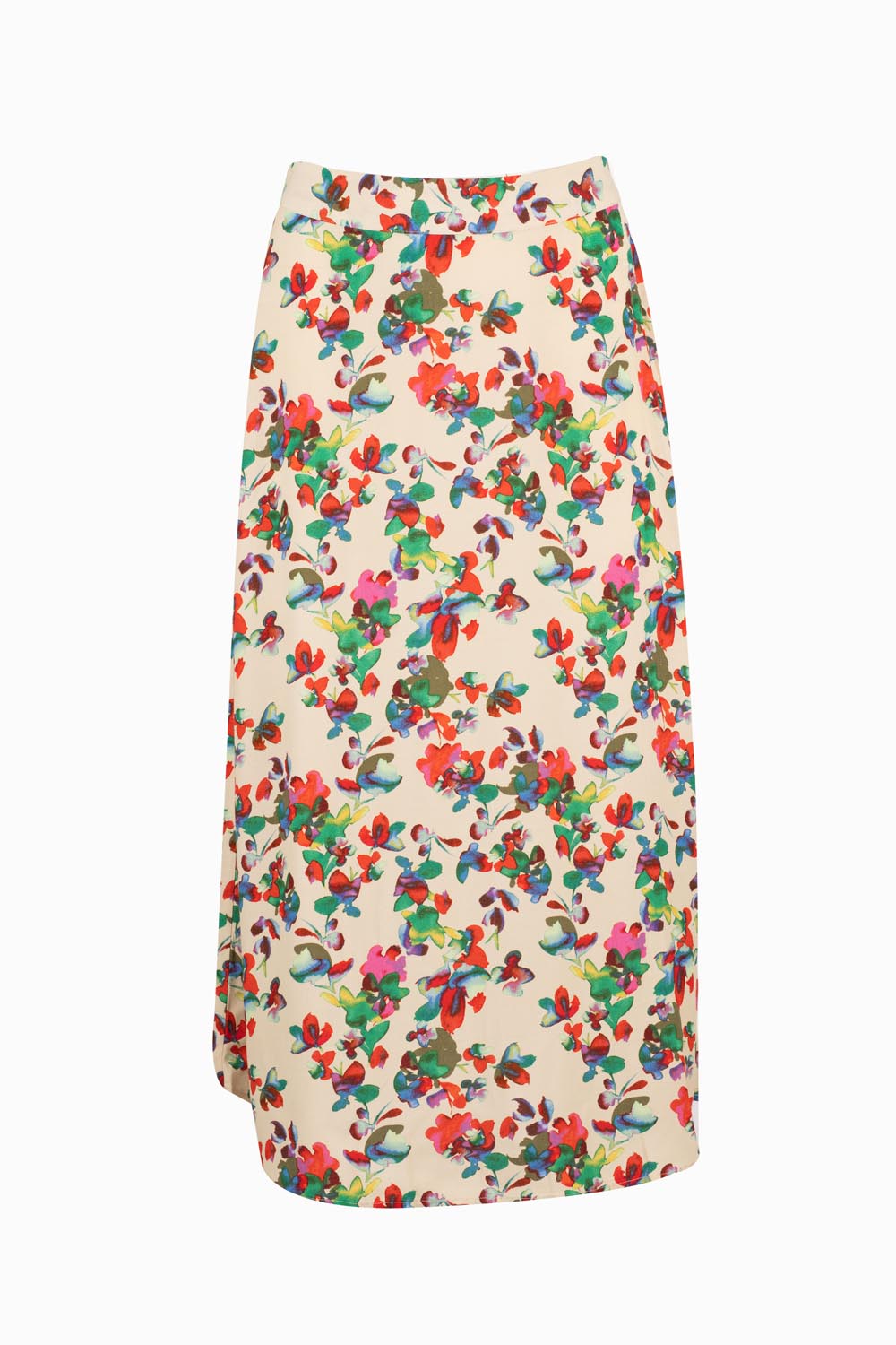 Soft Midi Floral Skirt with Elasticated Back Band