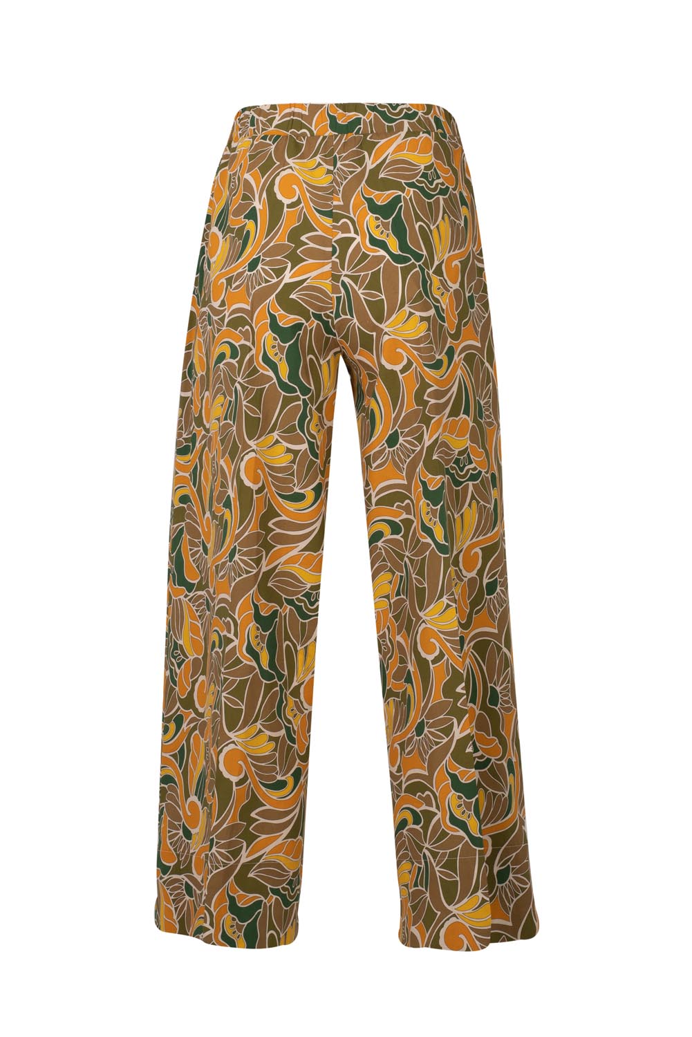 Cropped Printed Trousers with Elasticated Front “Raffia” Effect Waistband