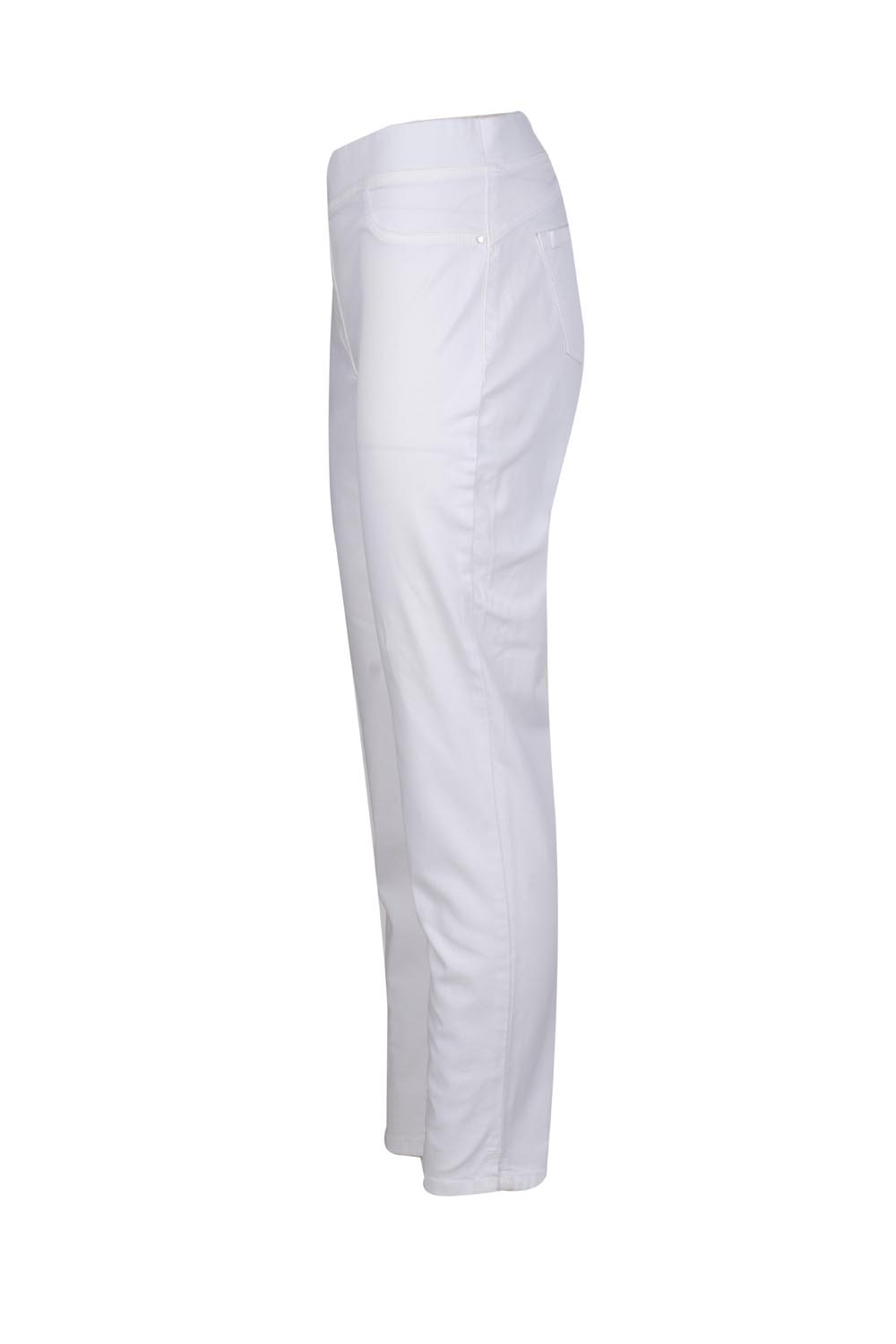 Straight Cotton Stretch Trousers with Elasticated Waist