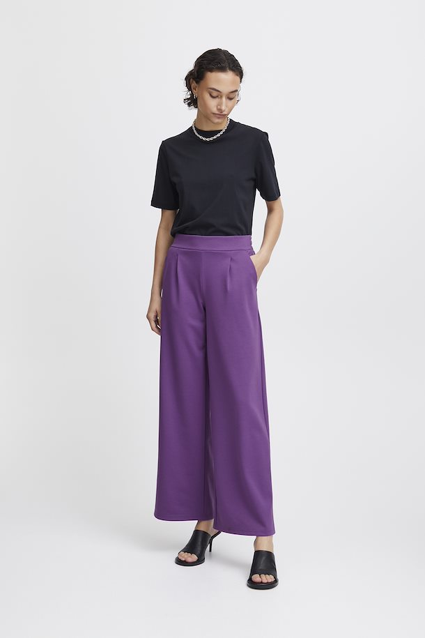 Wide-Leg Jersey Trousers with Elasticated Backband -Ichi