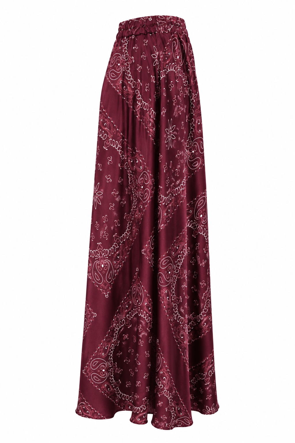 “Bandana” Print Silky Maxi Skirt with Elasticated Waistband -Sunny Studio