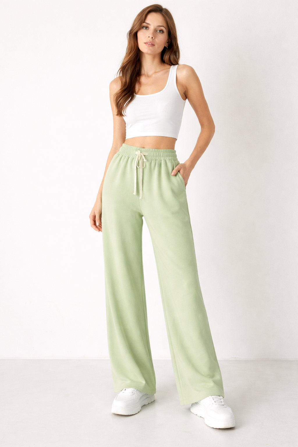 Soft Wide Legged Sweatpants with Waist Tying Detail – Alexandre Laurent