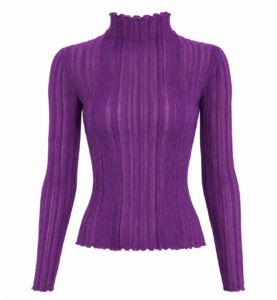 Image of High Neck Ribbed Knit Blouse – Kourbela