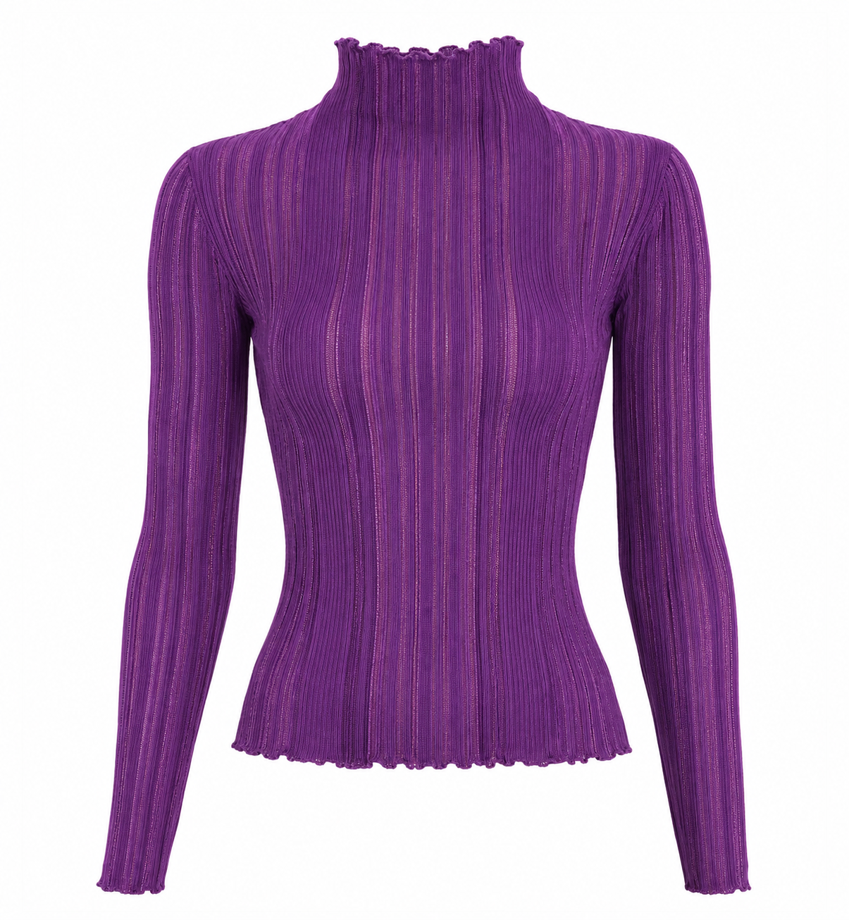 Image of High Neck Ribbed Knit Blouse – Kourbela