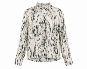 Image of ‘Ebru’ Patterned High Neck Blouse – Kourbela