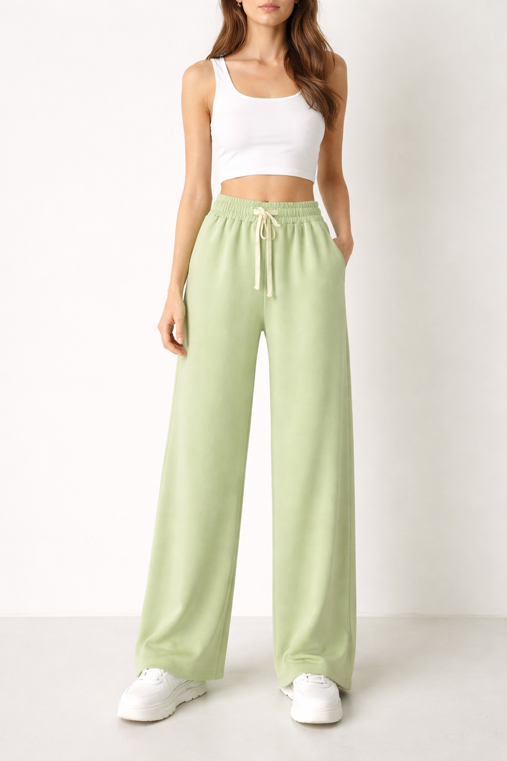 Soft Wide Legged Sweatpants with Waist Tying Detail – Alexandre Laurent