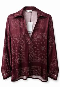 Image of Slouchy “Bandana” Print Polo Blouse – Sunny Studio