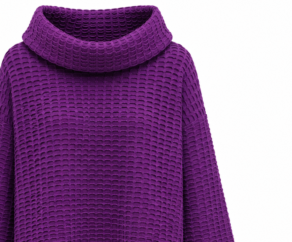 Slouchy Boxy Chevron Knit Sweater with Stand Away Turtle Neck – Kourbela