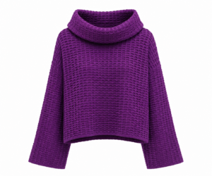 Image of Slouchy Boxy Chevron Knit Sweater with Stand Away Turtle Neck – Kourbela