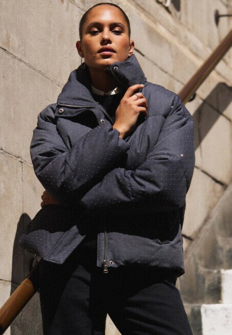 Flyfront Embelished Quilted Jacket with Highneck – Mexx