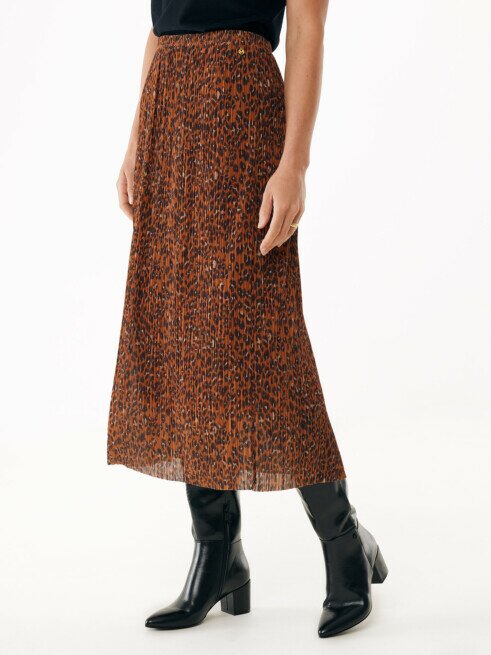 Animal Print Midi “Plissé -Soleil” Skirt -Mexx