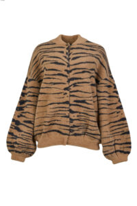 Εικόνα τουOversized Bomber Jacket με  Σχέδιο Ζέβρα και Κρυφό Κουμπωτό Κλείσιμο – Kaos