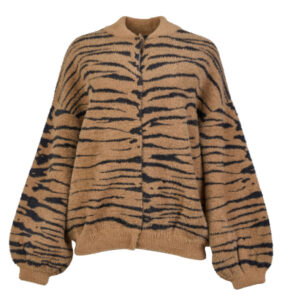 Oversized Brushed Zebra Bomber Jacket (with Hiden Placket Fastening) - Kaos - Camel Base, L
