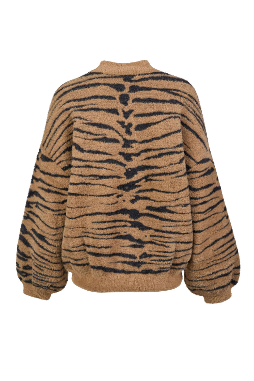 Oversized Brushed Zebra Bomber Jacket (with Hiden Placket Fastening) – Kaos