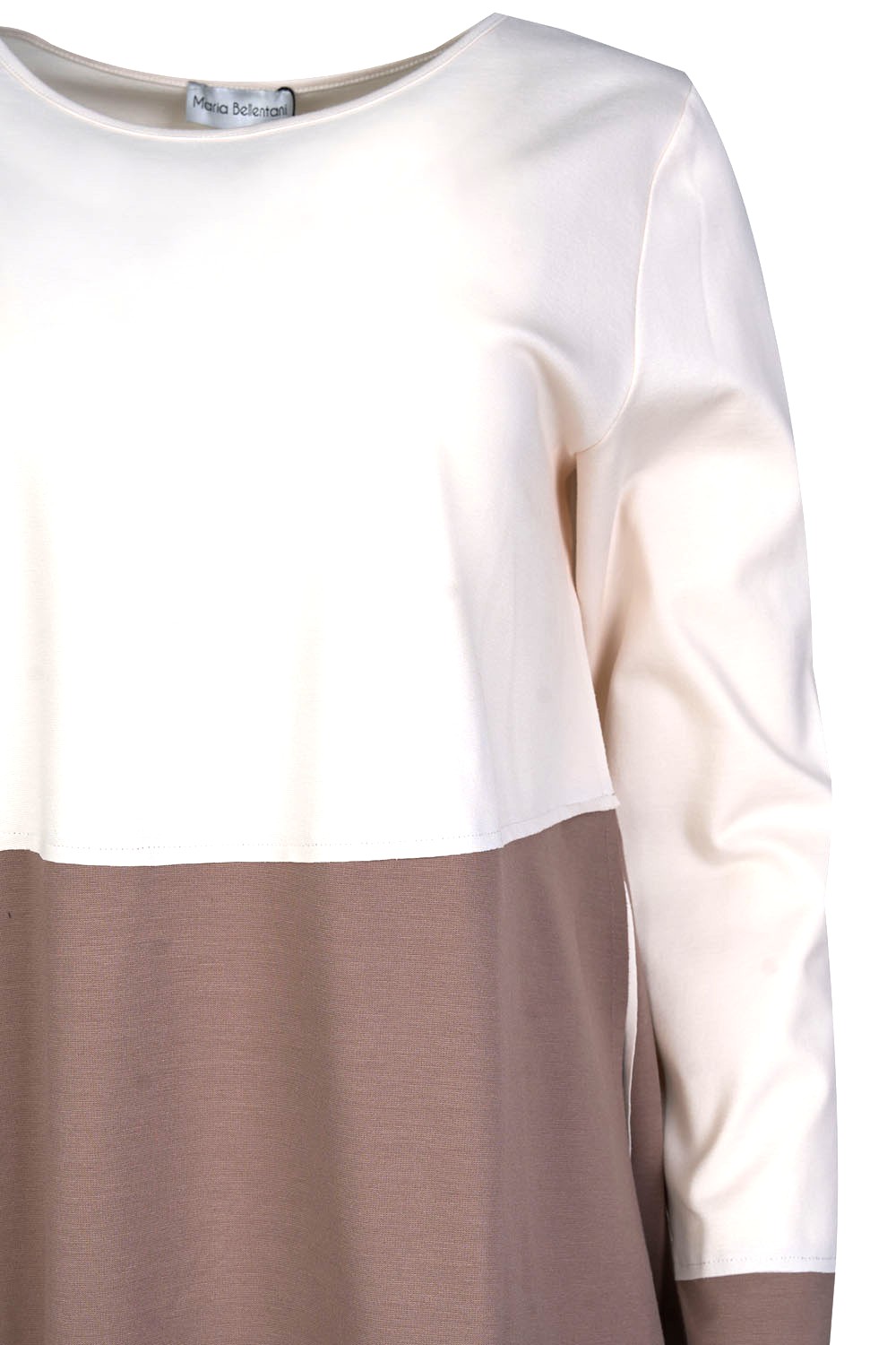 Colour Block Jersey Blouse with Seam Details and Side Slits – Maria Bellentani