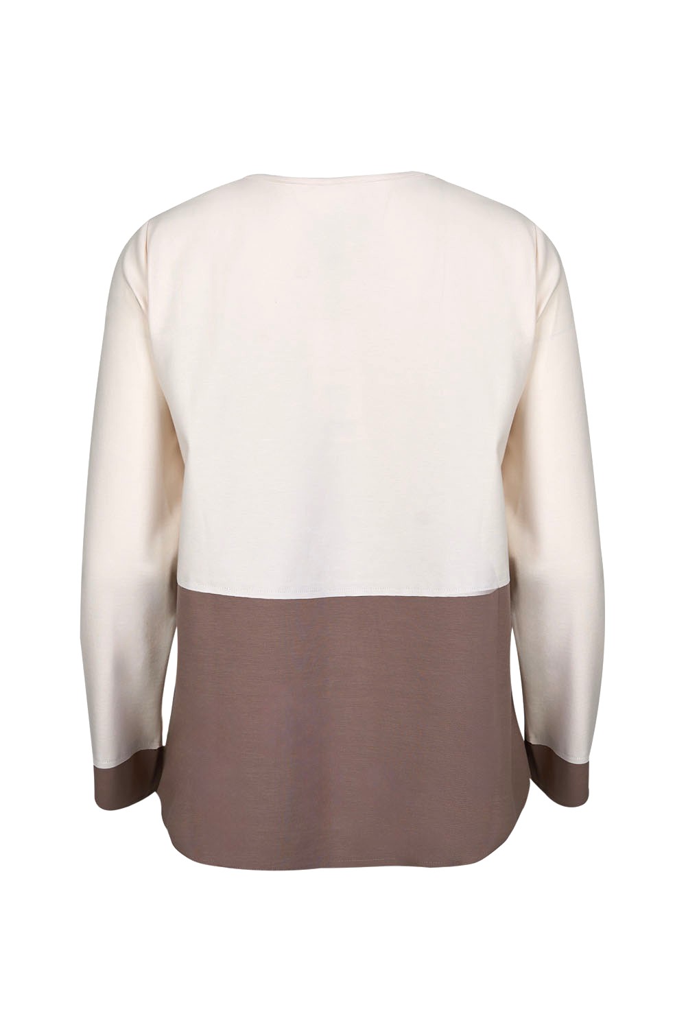 Colour Block Jersey Blouse with Seam Details and Side Slits – Maria Bellentani
