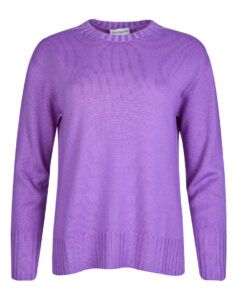 Round Neck Sweater with Side Slits - Maria Bellentani - Bright Lavender, L