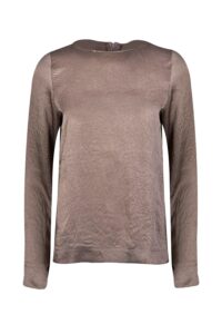 Image of Long Sleeve Silky T-Shirt Blouse with Back Zip – Marella